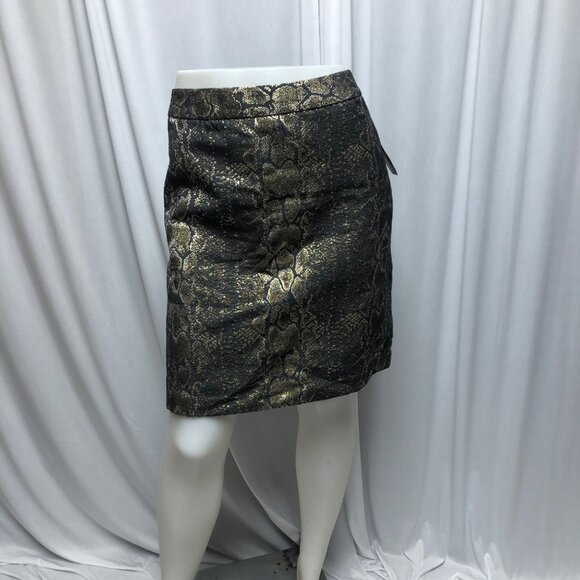 Worthington Skirt Womens Sz 18 Gold Metallic Snakeskin Print Lined Straight NEW - Picture 1 of 5